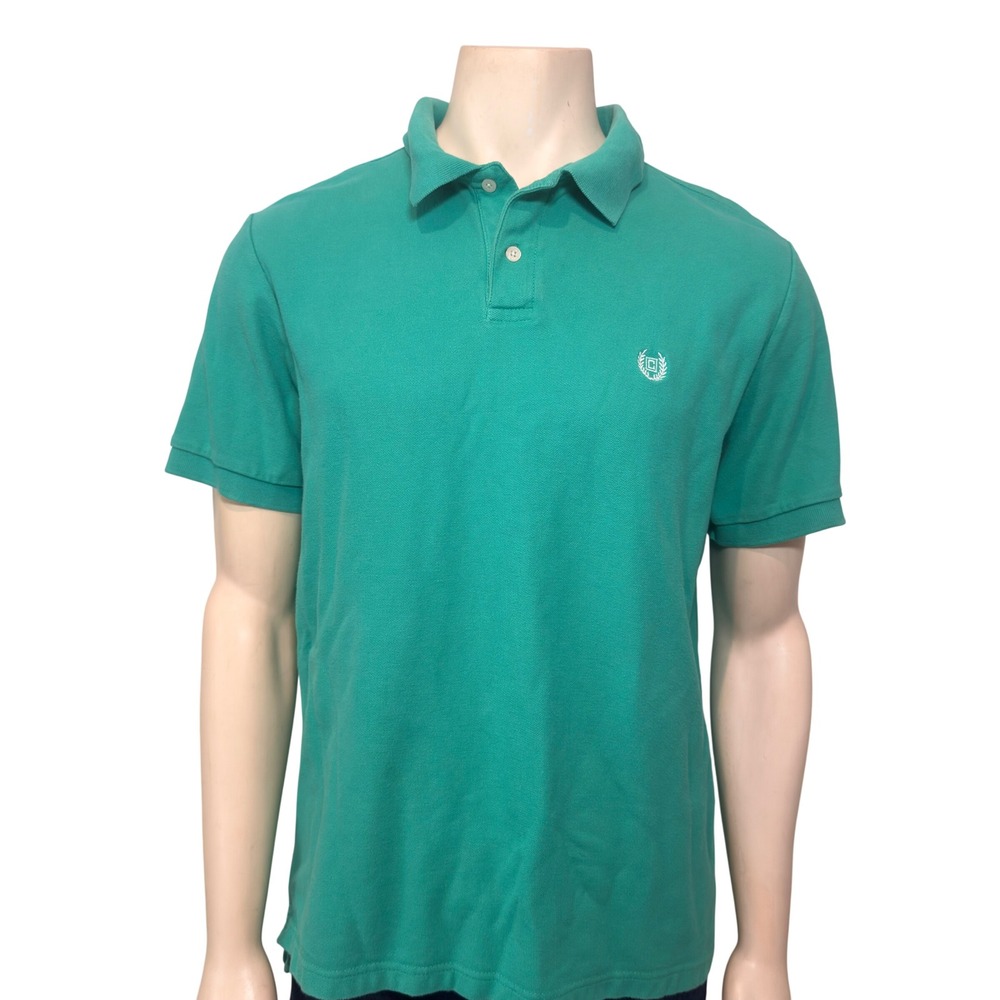 Chaps Mens Short Sleeve Pique Polo Shirt Green XL Cotton Crest Logo
